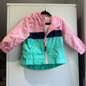 Cat & Jack Pink, Navy & Teal Colorblock Rain Jacket